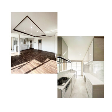 四季折々の景色が見渡せる明るいリビングの家