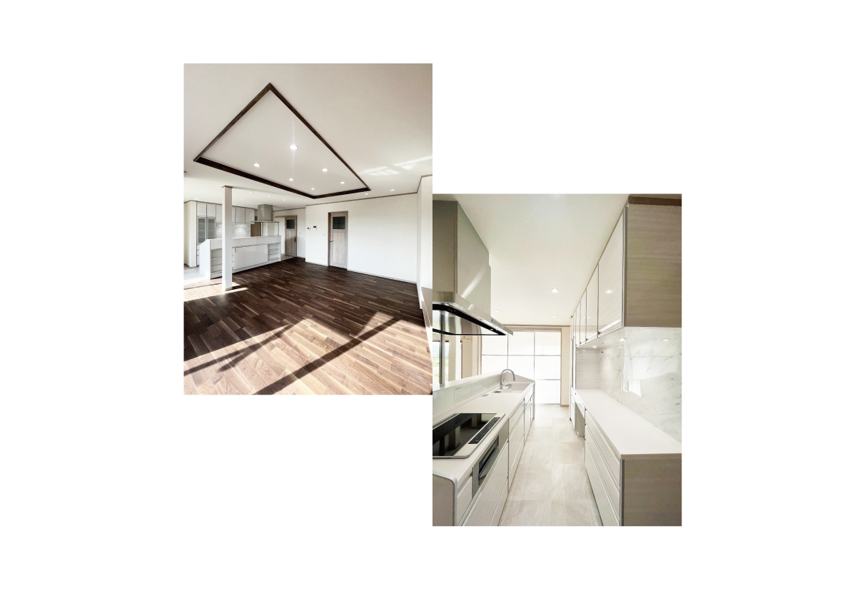 四季折々の景色が見渡せる明るいリビングの家