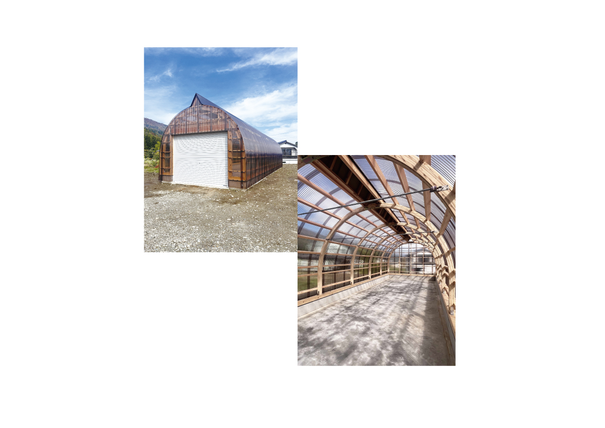 R型フレームを利用した多目的ハウス